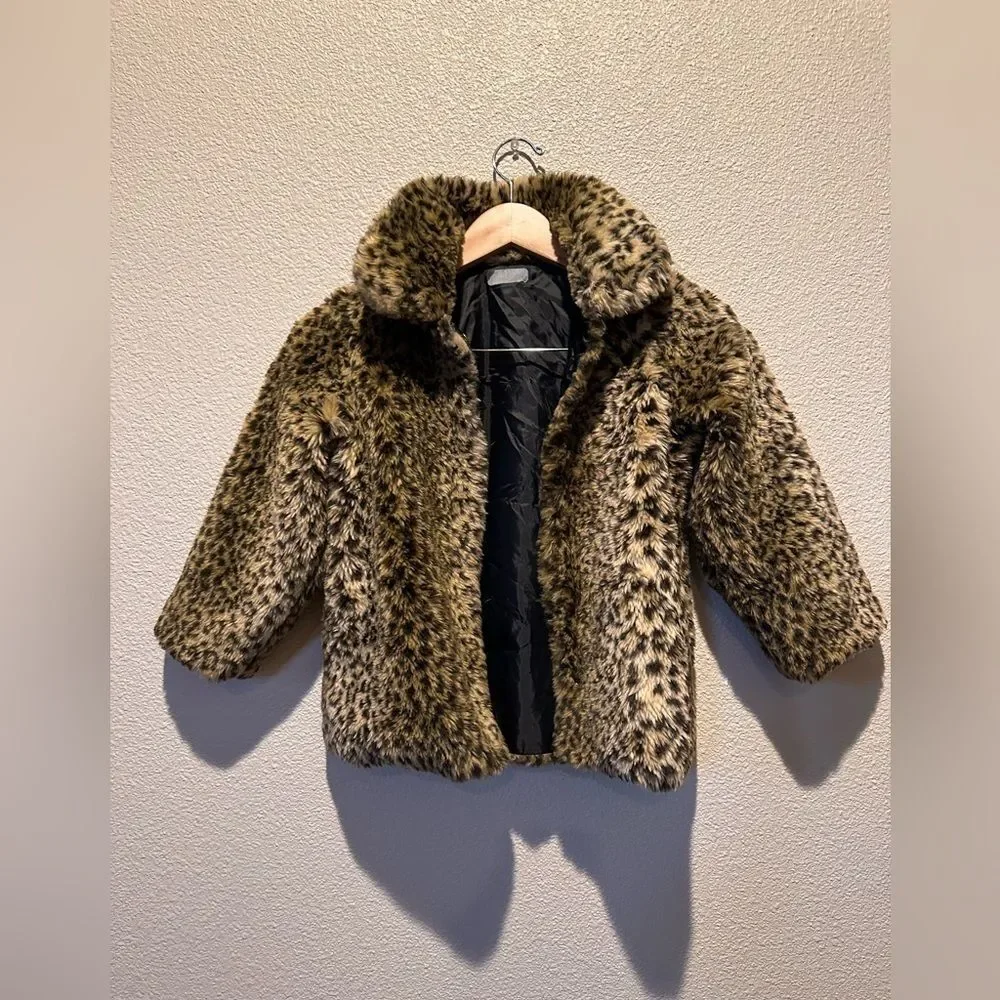 OshKosh B'Gosh Leopard Print Faux Fur Puffer Jacket Size 6